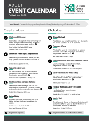 La Crosse County Library Adult Event Calendar Fall 2025 thumbnail